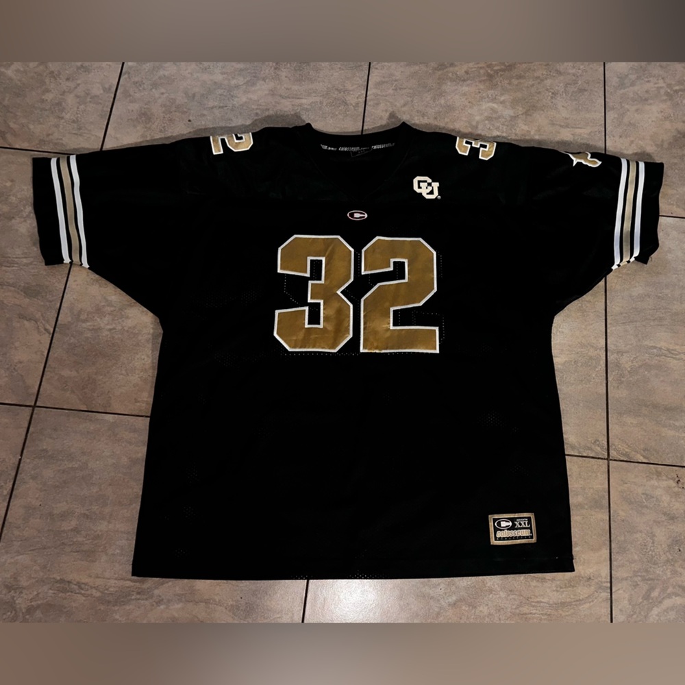 Colorado college football 32 Black Jersey with Gold Accents